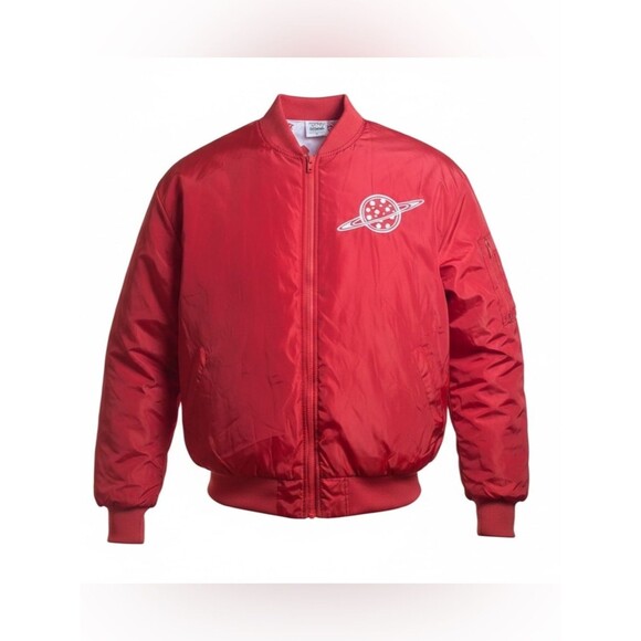 Disney Other - Disney Toy Story Red Bomber Jacket w/Pizza Planet Patch Men’s M Full Zip